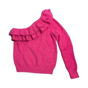 DO+BE Fuchsia Off-Shoulder Ruffle Sweater
